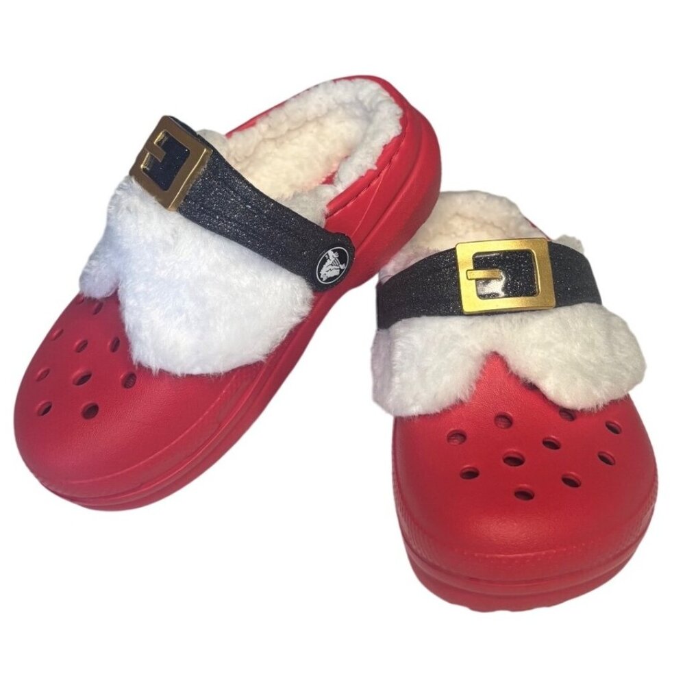 Crocs Classic Lined Santa Clogs Red Toddler Size 9 Kids Christmas Shoes
